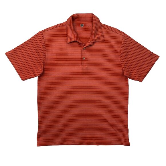 Nike Polo Shirt Mens S Small Pimento Tomato Red Golf Striped Performance - Picture 1 of 10